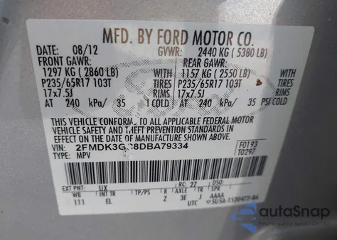 2013 Ford Edge Se from USA, damaged, VIN 2FMDK3GC8DBA79334